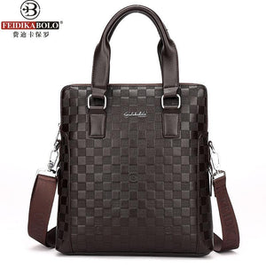 Planet Gates Men Business Briefcase PU Leather Plaid Men Bag Computer Laptop Handbag Man Shoulder Bag Messenger Bags Men's Travel Bags