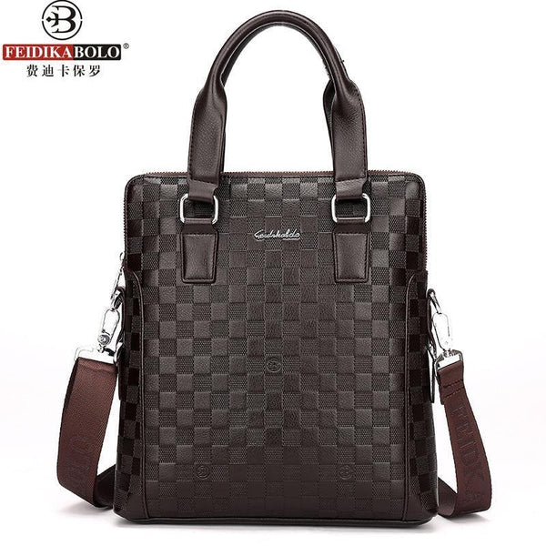 Planet Gates Men Business Briefcase PU Leather Plaid Men Bag Computer Laptop Handbag Man Shoulder Bag Messenger Bags Men's Travel Bags