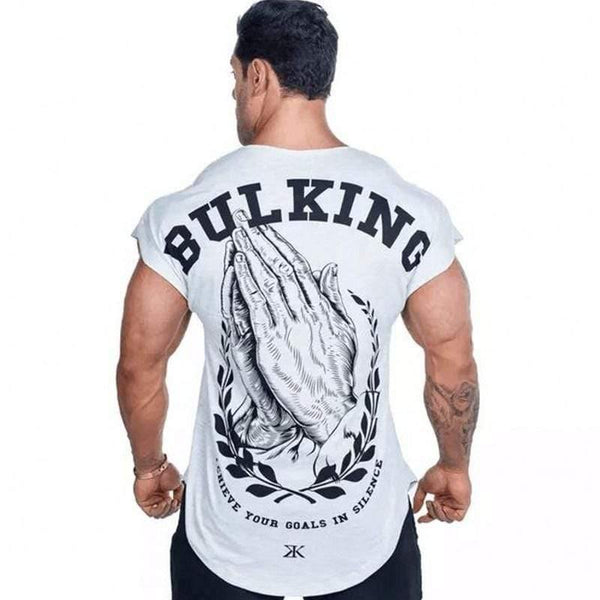 Men Casual Fashion Creative Printed T-shirt Gyms Fitness Bodybuilding Short Sleeve Cotton T Shirt Tee Tops Male Workout Clothing