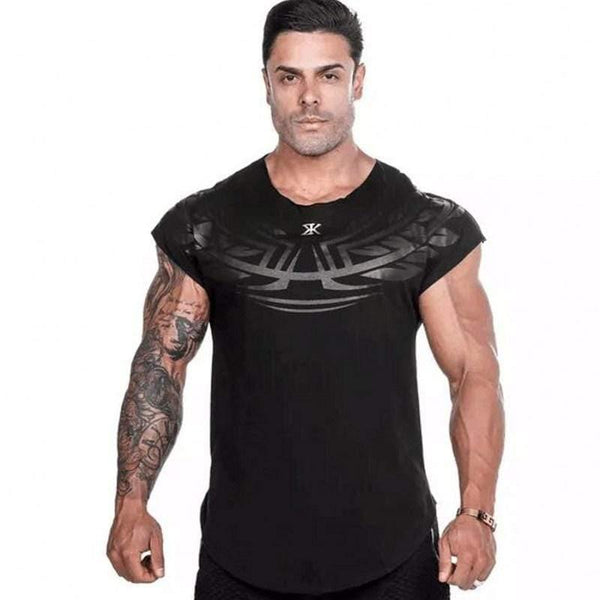 Men Casual Fashion Creative Printed T-shirt Gyms Fitness Bodybuilding Short Sleeve Cotton T Shirt Tee Tops Male Workout Clothing