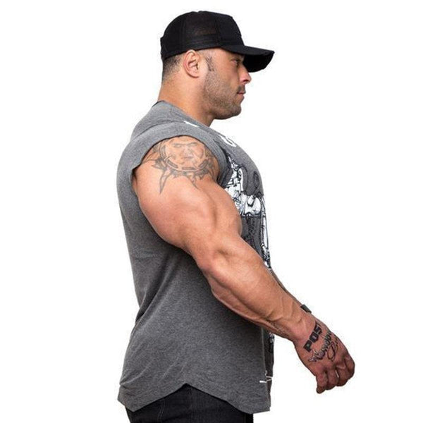 Men Casual Fashion Printed T-shirt Gyms Fitness Bodybuilding Short Sleeve Cotton T Shirt Tees Tops Male Workout Brand Clothing