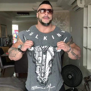Men Casual Fashion Printed T-shirt Gyms Fitness Bodybuilding Short Sleeve Cotton T Shirt Tees Tops Male Workout Brand Clothing