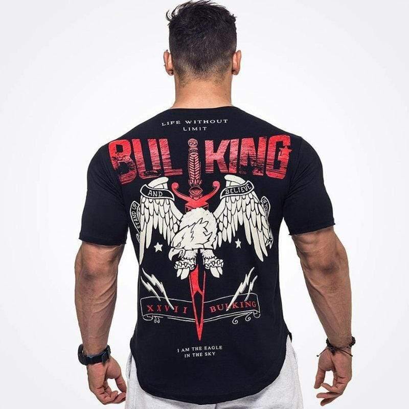 Men Casual Fashion Printed T-shirt Gyms Fitness Short Sleeve Cotton T Shirt  Newest Man Tee Tops Male Workout Brand Clothing