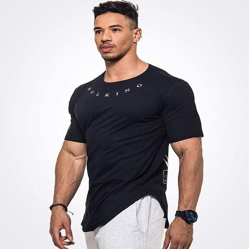 Men Casual Fashion Printed T-shirt Gyms Fitness Short Sleeve Cotton T Shirt  Newest Man Tee Tops Male Workout Brand Clothing