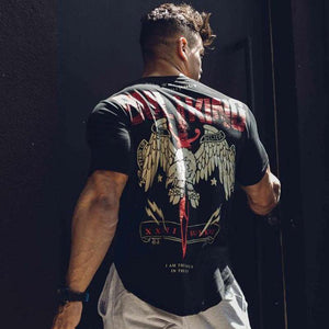 Men Casual Fashion Printed T-shirt Gyms Fitness Short Sleeve Cotton T Shirt  Newest Man Tee Tops Male Workout Brand Clothing