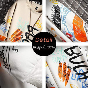 Planet Gates Men Casual Hoodie Sweatshirt Vintage Painted Style Hip Hop Creativity Autumn Streetwear 2021 Fashion Crewneck Cotton Men Hoodies