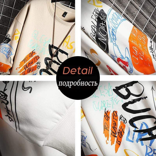 Planet Gates Men Casual Hoodie Sweatshirt Vintage Painted Style Hip Hop Creativity Autumn Streetwear 2021 Fashion Crewneck Cotton Men Hoodies