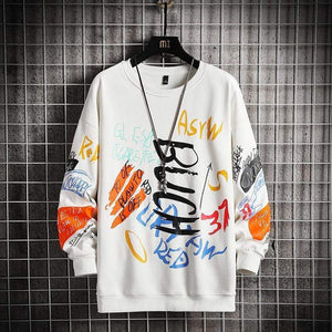 Planet Gates Men Casual Hoodie Sweatshirt Vintage Painted Style Hip Hop Creativity Autumn Streetwear 2021 Fashion Crewneck Cotton Men Hoodies