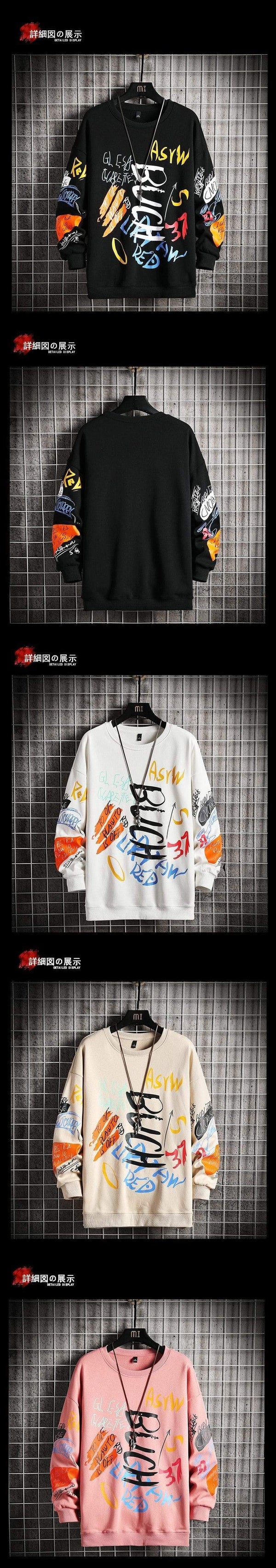Planet Gates Men Casual Hoodie Sweatshirt Vintage Painted Style Hip Hop Creativity Autumn Streetwear 2021 Fashion Crewneck Cotton Men Hoodies