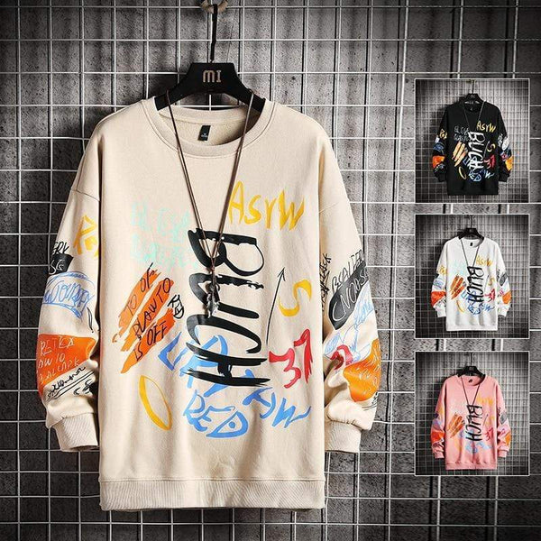 Planet Gates Men Casual Hoodie Sweatshirt Vintage Painted Style Hip Hop Creativity Autumn Streetwear 2021 Fashion Crewneck Cotton Men Hoodies
