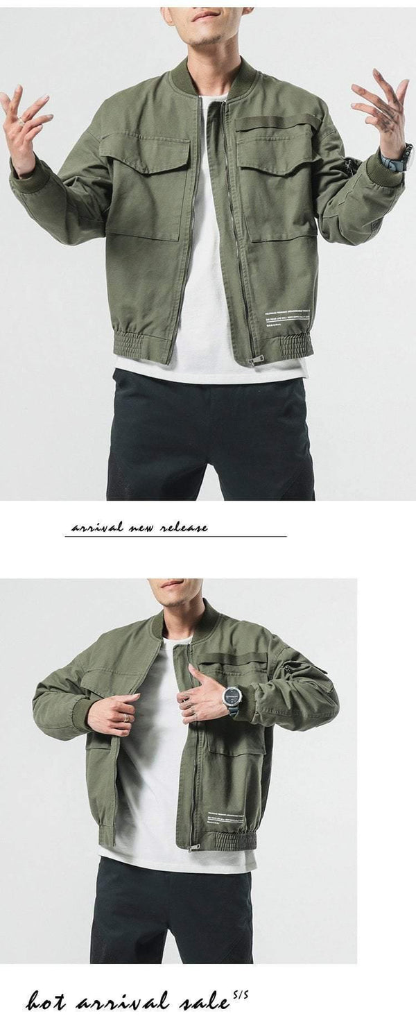 Planet Gates Men Casual Jacket Coat Men's Washed Pure Cotton Brand-Clothing Army green Bomber Jackets Male cargo Coats