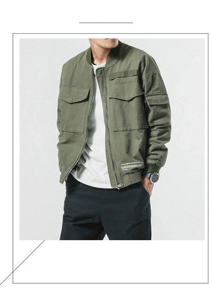 Planet Gates Men Casual Jacket Coat Men's Washed Pure Cotton Brand-Clothing Army green Bomber Jackets Male cargo Coats