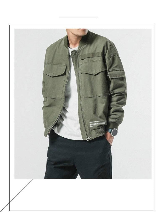 Planet Gates Men Casual Jacket Coat Men's Washed Pure Cotton Brand-Clothing Army green Bomber Jackets Male cargo Coats