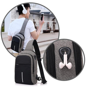 Planet Gates Men Chest Bags USB Charging Waterproof Oxford Crossbody Bags Small Sling Single Shoulder Bags Travel Chest Pack Male