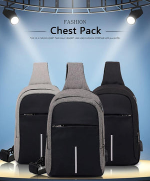 Planet Gates Men Chest Bags USB Charging Waterproof Oxford Crossbody Bags Small Sling Single Shoulder Bags Travel Chest Pack Male