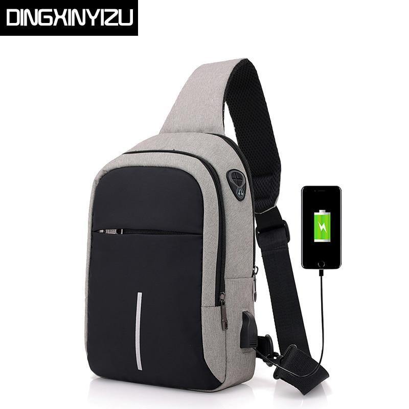 Planet Gates Men Chest Bags USB Charging Waterproof Oxford Crossbody Bags Small Sling Single Shoulder Bags Travel Chest Pack Male