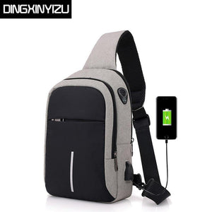 Planet Gates Men Chest Bags USB Charging Waterproof Oxford Crossbody Bags Small Sling Single Shoulder Bags Travel Chest Pack Male