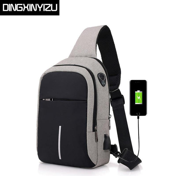 Planet Gates Men Chest Bags USB Charging Waterproof Oxford Crossbody Bags Small Sling Single Shoulder Bags Travel Chest Pack Male