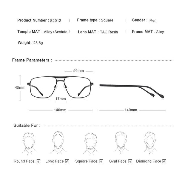 Planet Gates Men Classic Square Glasses Optics Frame Luxury Double Bridge Prescription Glasses Frames Optical Eyewear S2012