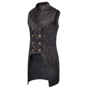 Planet Gates Men coats medieval Steampunk Gothic Sleeveless Lapel Collar Double-Breasted formal prom party Jacquard Coat