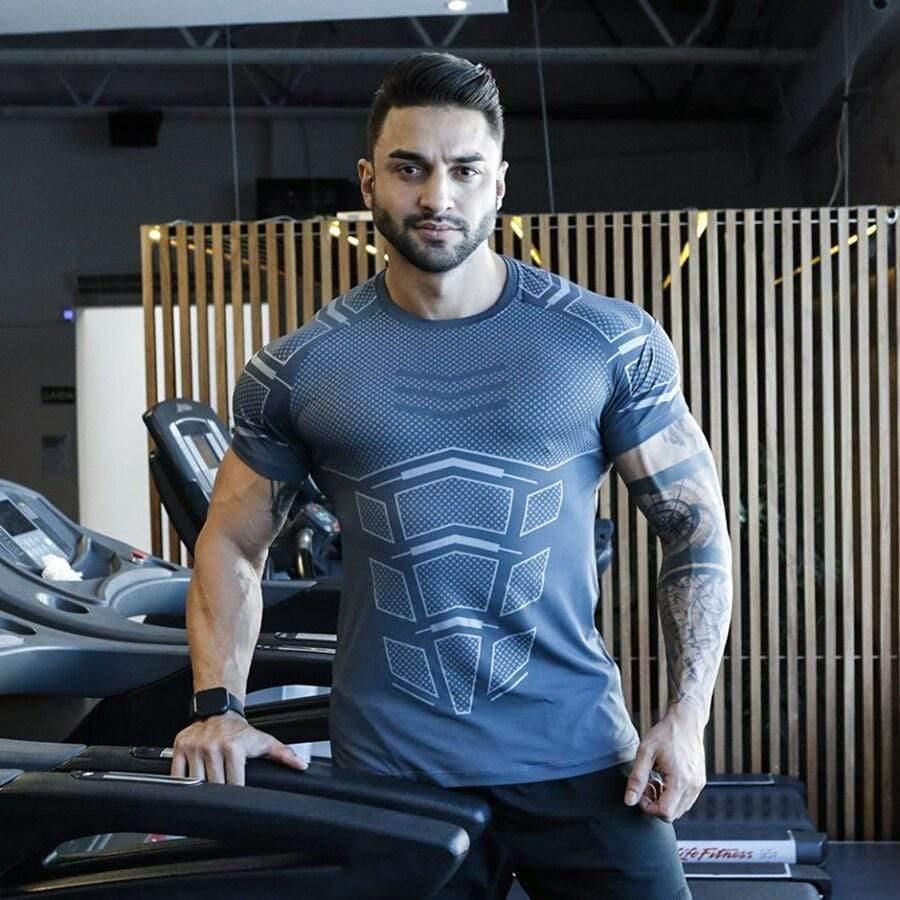 Men Compression Skinny T-shirt Gyms Fitness Bodybuilding T Shirt Male Summer Workout Tee Tops Crossfit Brand Clothing