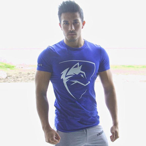 Men Cotton Short Sleeve T-shirt  Casual Print Slim T Shirt Male Gyms Fitness Bodybuilding Crossfit Brand Tee Tops