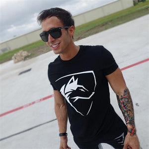 Men Cotton Short Sleeve T-shirt  Casual Print Slim T Shirt Male Gyms Fitness Bodybuilding Crossfit Brand Tee Tops