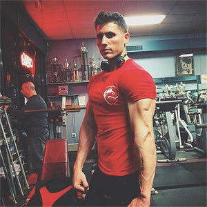 Men Cotton Short Sleeve T-shirt New Casual Print Slim Fit Shirt Male Jogger Gyms Fitness Crossfit Tees Tops Clothing