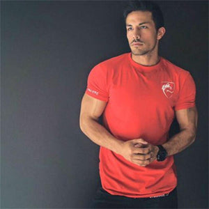 Men Cotton Short Sleeve T-shirt New Casual Print Slim Fit Shirt Male Jogger Gyms Fitness Crossfit Tees Tops Clothing