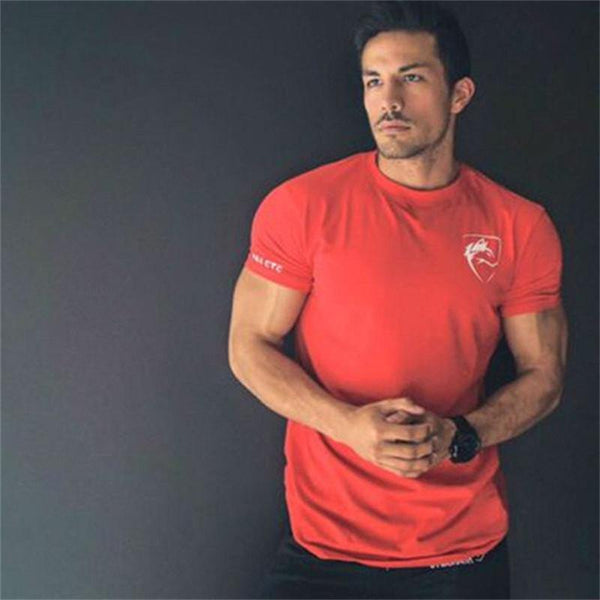 Men Cotton Short Sleeve T-shirt New Casual Print Slim Fit Shirt Male Jogger Gyms Fitness Crossfit Tees Tops Clothing