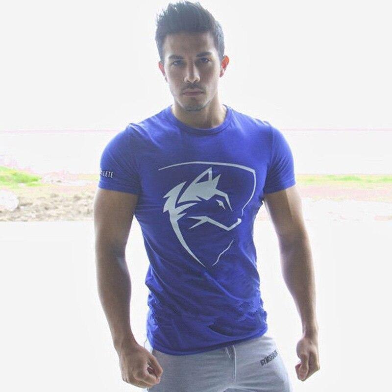 Men Cotton Short T-shirt  New Casual Print Slim Fit T Shirt Male Jogger Gyms Fitness Crossfit Tee Tops Brand Clothing