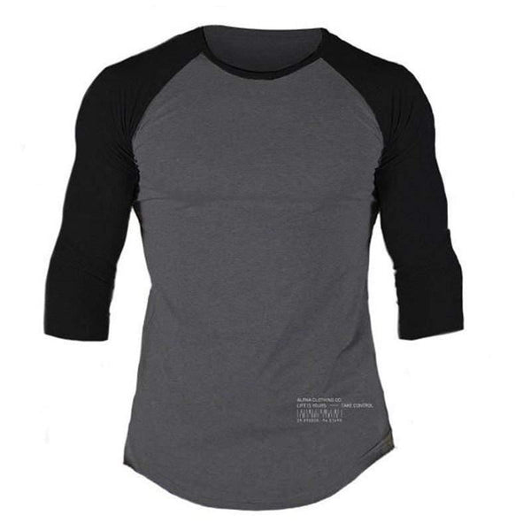 Men Fitness Bodybuilding Cotton T-shirt Gyms Workout Skinny Patchwork Shawl Sleeve T Shirt Male Casual Jogger Tee Tops Clothing