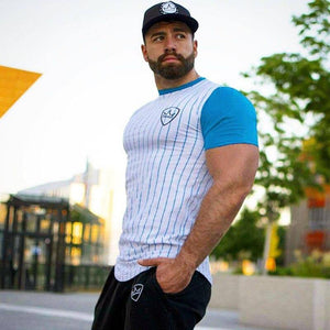 Men Fitness Bodybuilding Cotton T-shirt Gyms Workout Skinny Patchwork T Shirt Summer Male Casual Fashion Jogger Tee Tops Apparel
