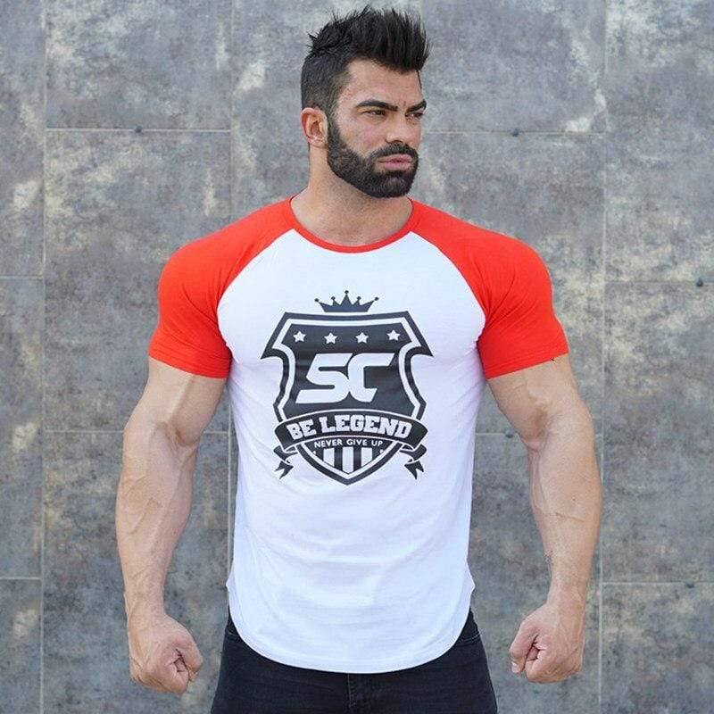 Men Fitness Bodybuilding Cotton T-shirt Gyms Workout Skinny Patchwork T Shirt Summer Male Casual Fashion Print Tee Tops Clothing