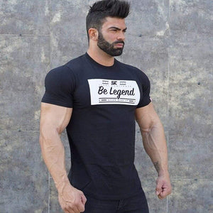 Men Fitness Bodybuilding Short Sleeve Cotton T-shirt Gyms Workout Slim T Shirt Summer Male Casual Print Tee Tops Brand Clothing