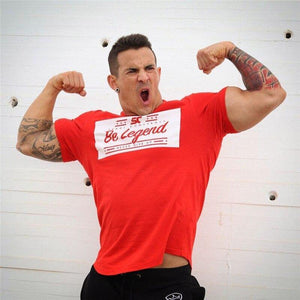 Men Fitness Bodybuilding Short Sleeve Cotton T-shirt Gyms Workout Slim T Shirt Summer Male Casual Print Tee Tops Brand Clothing