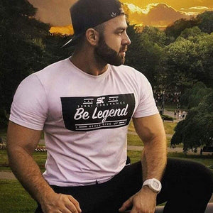 Men Fitness Bodybuilding Short Sleeve Cotton T-shirt Gyms Workout Slim T Shirt Summer Male Casual Print Tee Tops Brand Clothing