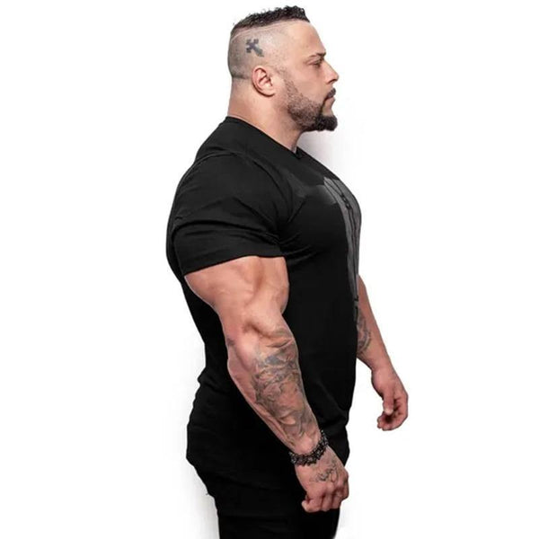 Men Fitness Bodybuilding Skinny T-shirt Short Sleeve Cotton Shirts Male Summer Casual Fashion Tee Tops Crossfit Brand Clothing