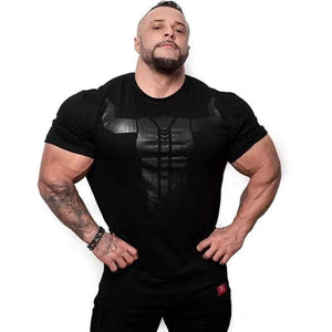 Men Fitness Bodybuilding Skinny T-shirt Short Sleeve Printed Cotton Shirts Male Summer Casual Fashion Tee Tops Clothing