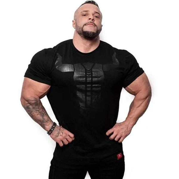 Men Fitness Bodybuilding Skinny T-shirt Short Sleeve Printed Cotton Shirts Male Summer Casual Fashion Tee Tops Clothing