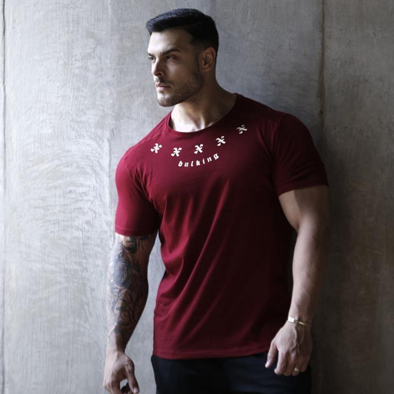 Men Fitness Bodybuilding T-shirt Short Sleeve Cotton T Shirt Muscle Man Casual Fashion Creativity Print Tee Tops Brand Clothing
