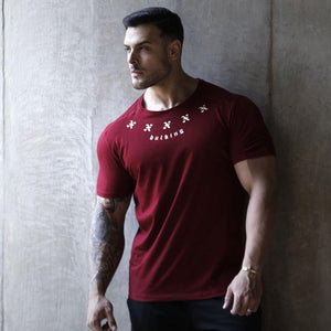 Men Fitness Bodybuilding T-shirt Short Sleeve Cotton T Shirt Muscle Man Casual Fashion Creativity Print Tee Tops Brand Clothing