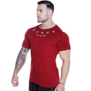 Men Fitness Bodybuilding T-shirt Short Sleeve Cotton T Shirt Muscle Man Casual Fashion Creativity Print Tee Tops Brand Clothing