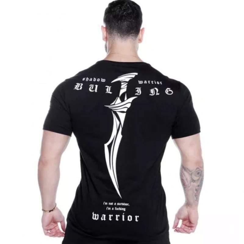 Men Fitness T-shirt Short Sleeve Cotton T Shirt Muscle Man Summer Casual Fashion Creativity Print Tee Tops High Street Clothing