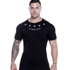 Men Fitness T-shirt Short Sleeve Cotton T Shirt Muscle Man Summer Casual Fashion Creativity Print Tee Tops High Street Clothing