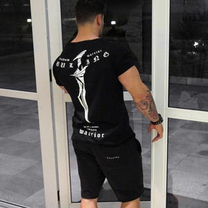 Men Fitness T-shirt Short Sleeve Cotton T Shirt Muscle Man Summer Casual Fashion Creativity Print Tee Tops High Street Clothing