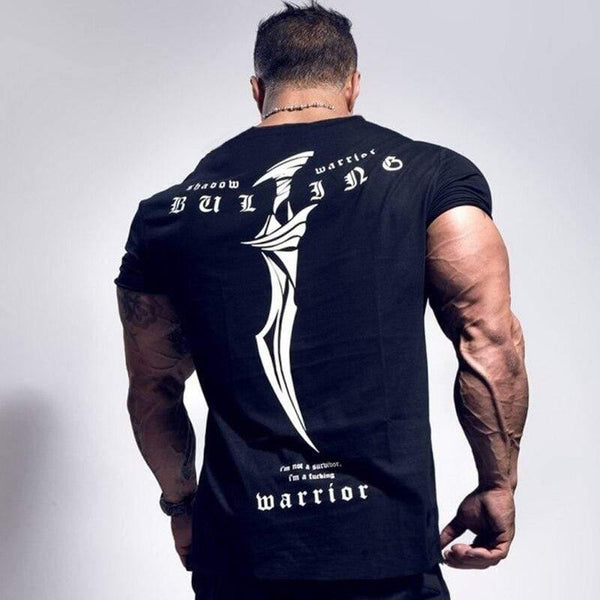 Men Fitness T-shirt Short Sleeve Cotton T Shirt Muscle Man Summer Casual Fashion Creativity Print Tee Tops High Street Clothing