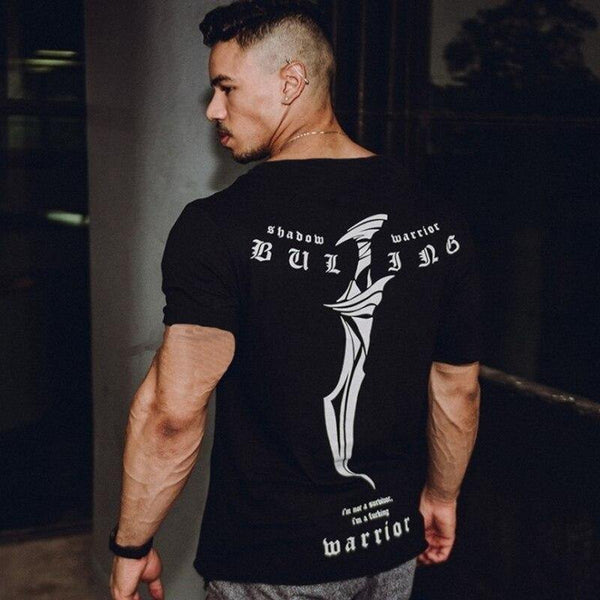 Men Fitness T-shirt Short Sleeve Cotton T Shirt Muscle Man Summer Casual Fashion Creativity Print Tee Tops High Street Clothing