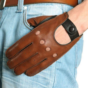 Planet Gates Men Genuine Leather Gloves Wrist Breathable Solid Sheepskin Driving Glove Free Shipping