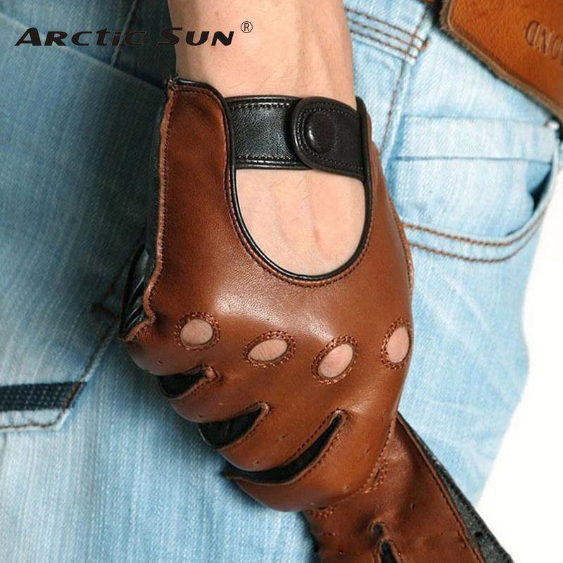 Planet Gates Men Genuine Leather Gloves Wrist Breathable Solid Sheepskin Driving Glove Free Shipping